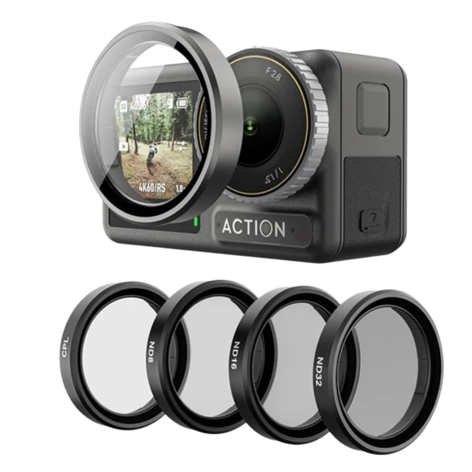 TELESIN Lens Filter Set for DJI Osmo Action 5/4/3 – CPL, ND8, ND16, ND32 Camera Lens Filters