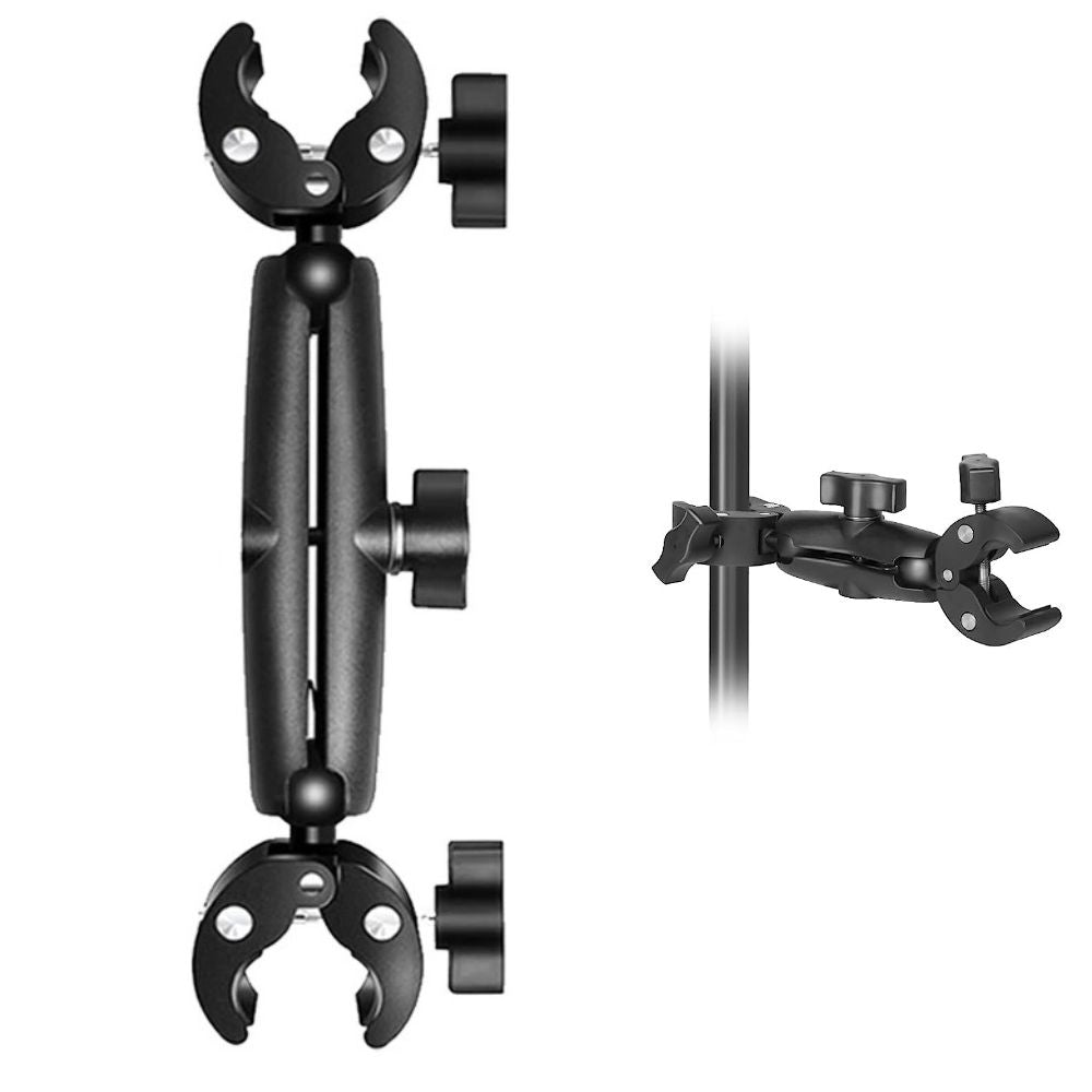 Double Clamp Mount with Ball Head for GoPro and Insta360 Cameras
