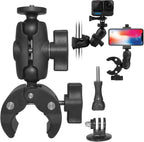 GoPro mount, Insta360 mount, action camera mount, bike handlebar mount, motorcycle mount, camera clamp, aluminum alloy mount, 360° rotating mount, dual ball-head mount, universal camera holder, tripod adapter, selfie stick clamp, CNC mount, alloy camera bracket, quick release mount, non-slip clamp, dual joint mount, adventure camera mount, GoPro handlebar adapter, Insta360 handlebar bracket.