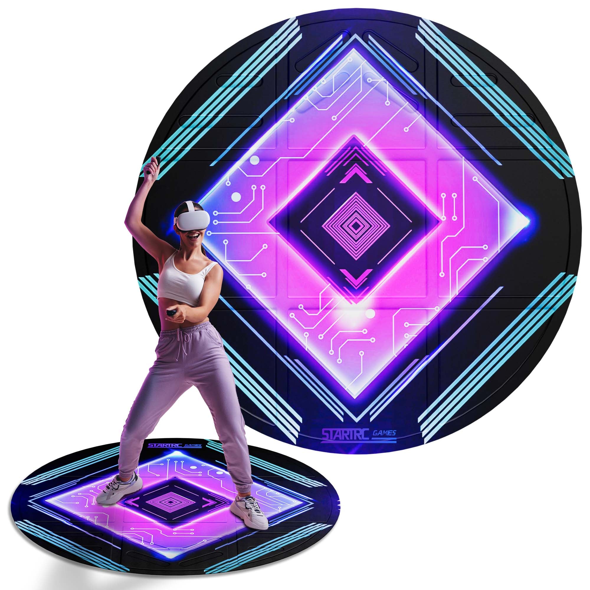 VR Mat 100 cm Round Anti Slip Comfortable Premium Gaming Floor Mat
