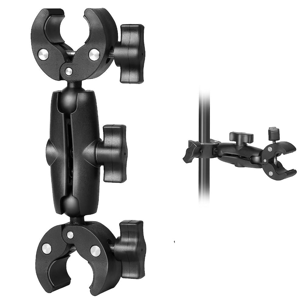 Double Clamp Mount with Ball Head for GoPro and Insta360 Cameras