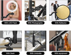 adjustable double clamp mount action camera mount, bike handlebar mount, motorcycle camera bracket, 360 ball head, selfie stick clamp, tripod adapter, aluminium camera holder, studio light clamp, reflector mount, vlog camera stand, dual ball joint, action camera clamp mount, photography light stand clamp.