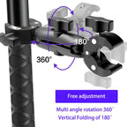 adjustable double clamp mount action camera mount, bike handlebar mount, motorcycle camera bracket, 360 ball head, selfie stick clamp, tripod adapter, aluminium camera holder, studio light clamp, reflector mount, vlog camera stand, dual ball joint, action camera clamp mount, photography light stand clamp.