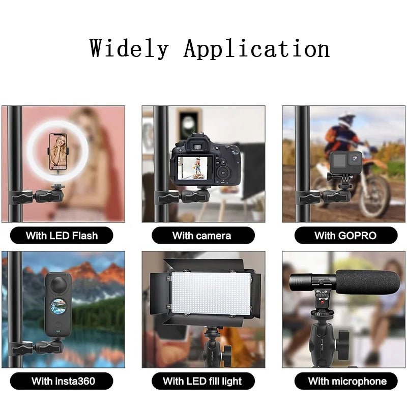 GoPro mount, Insta360 mount, action camera mount, bike handlebar mount, motorcycle mount, camera clamp, aluminum alloy mount, 360° rotating mount, dual ball-head mount, universal camera holder, tripod adapter, selfie stick clamp, CNC mount, alloy camera bracket, quick release mount, non-slip clamp, dual joint mount, adventure camera mount, GoPro handlebar adapter, Insta360 handlebar bracket.
