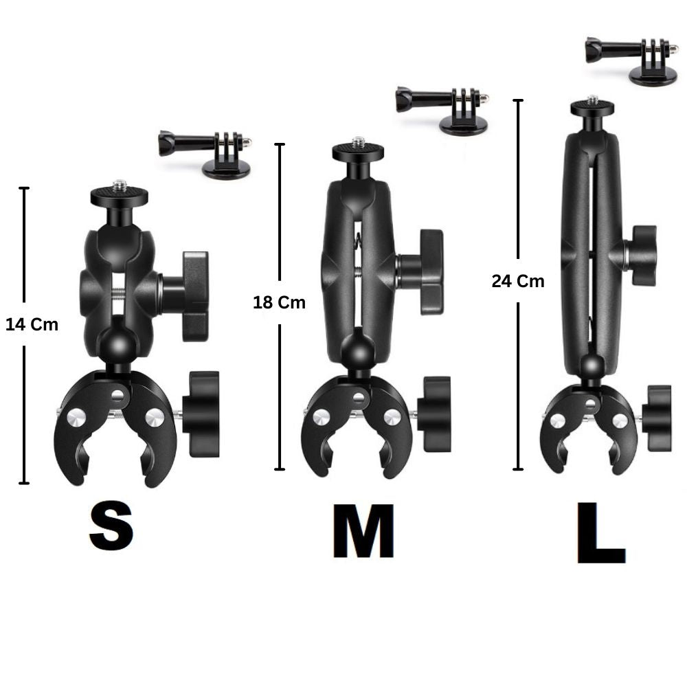 GoPro mount, Insta360 mount, action camera mount, bike handlebar mount, motorcycle mount, camera clamp, aluminum alloy mount, 360° rotating mount, dual ball-head mount, universal camera holder, tripod adapter, selfie stick clamp, CNC mount, alloy camera bracket, quick release mount, non-slip clamp, dual joint mount, adventure camera mount, GoPro handlebar adapter, Insta360 handlebar bracket.