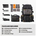 dual compartment camera bag for DSLR and mirrorless cameras