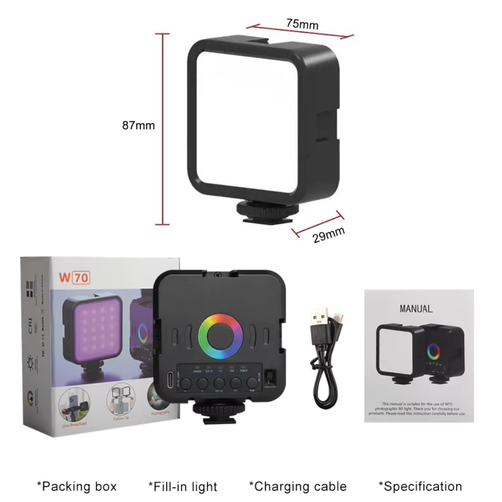 portable travel friendly rgb led light for content creators