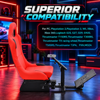 Red racing simulator seat with adjustable height support