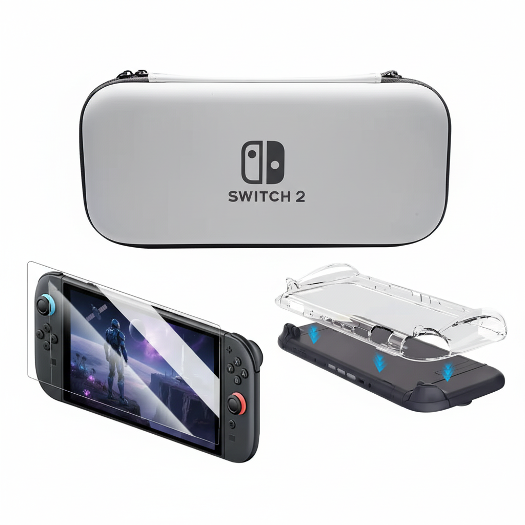 Scratch-resistant screen protector and soft TPU cover for Switch 2