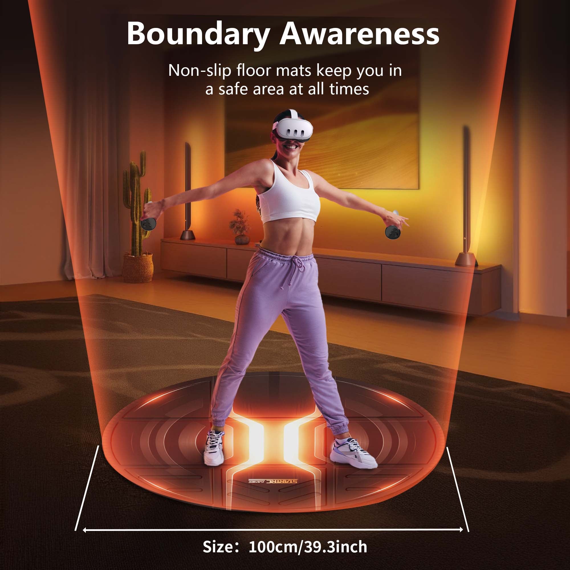 VR Mat 100 cm Round Anti Slip Comfortable Premium Gaming Floor Mat