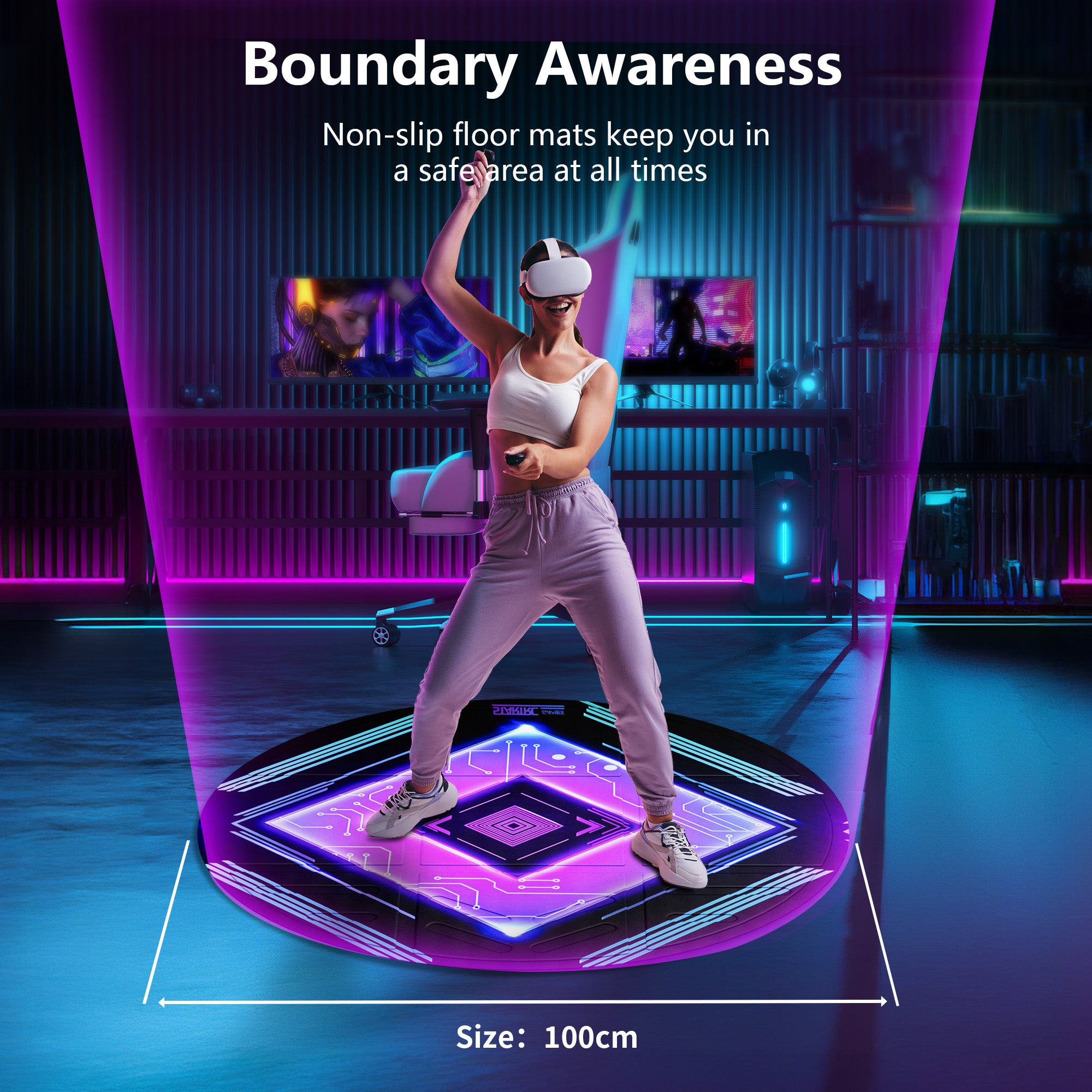 VR Mat 100 cm Round Anti Slip Comfortable Premium Gaming Floor Mat