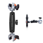 action camera mount, bike camera mount, handlebar camera mount, aluminium clamp mount, motorcycle camera mount, go pro handlebar mount, double clamp mount, double clamp bike mount, double clamp full aluminium mount