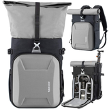 rolltop hardshell camera backpack with laptop compartment