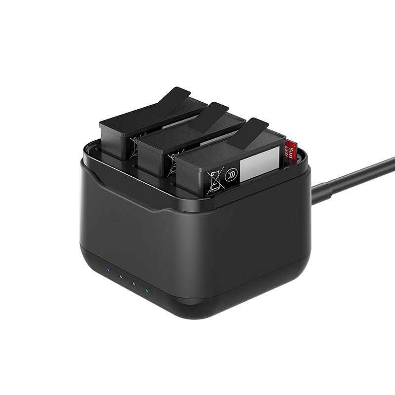 Triple battery charging hub for D JI Osm o Action 5 Pro with storage