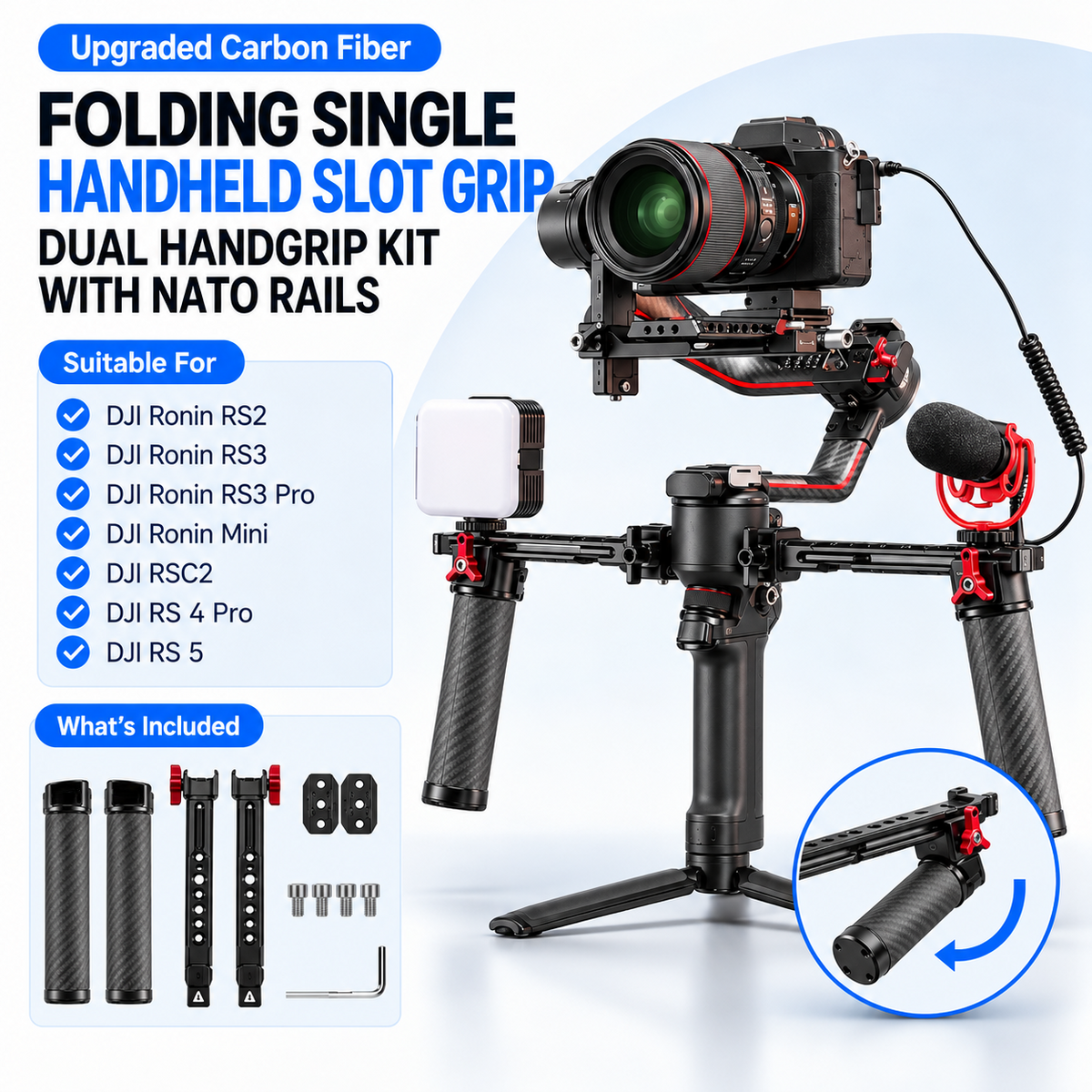 Dual handgrip gimbal handle kit with NATO rails