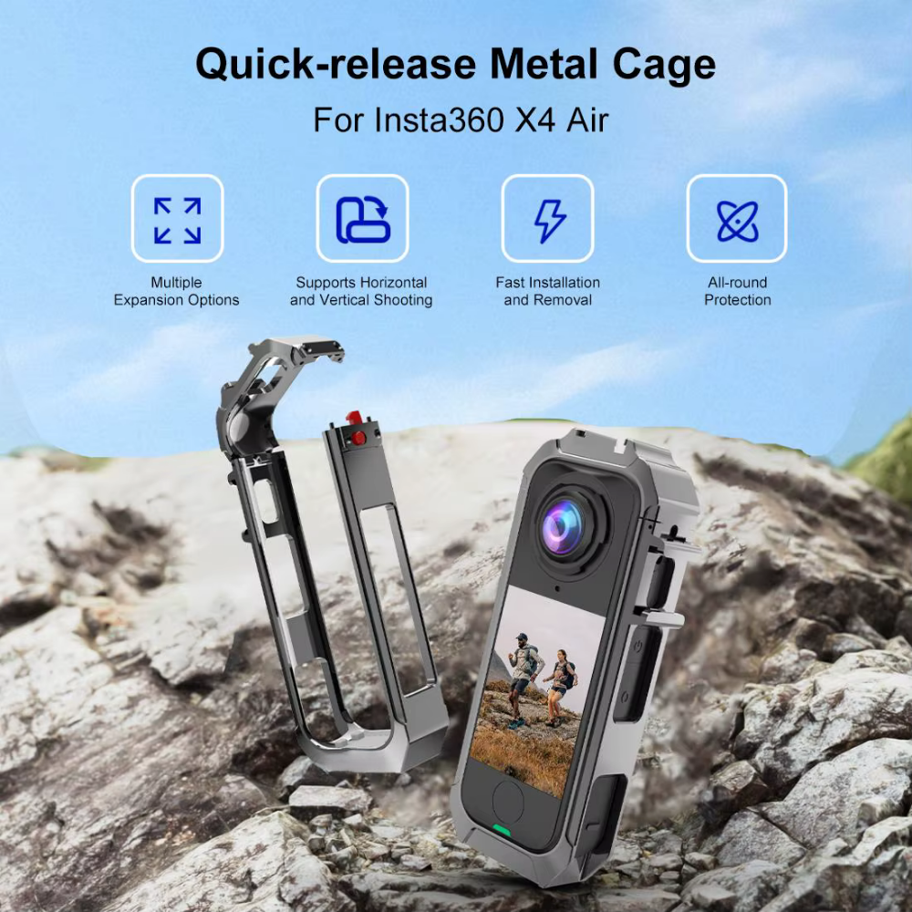 Insta360 X4 Air cage with dual cold shoe mounts