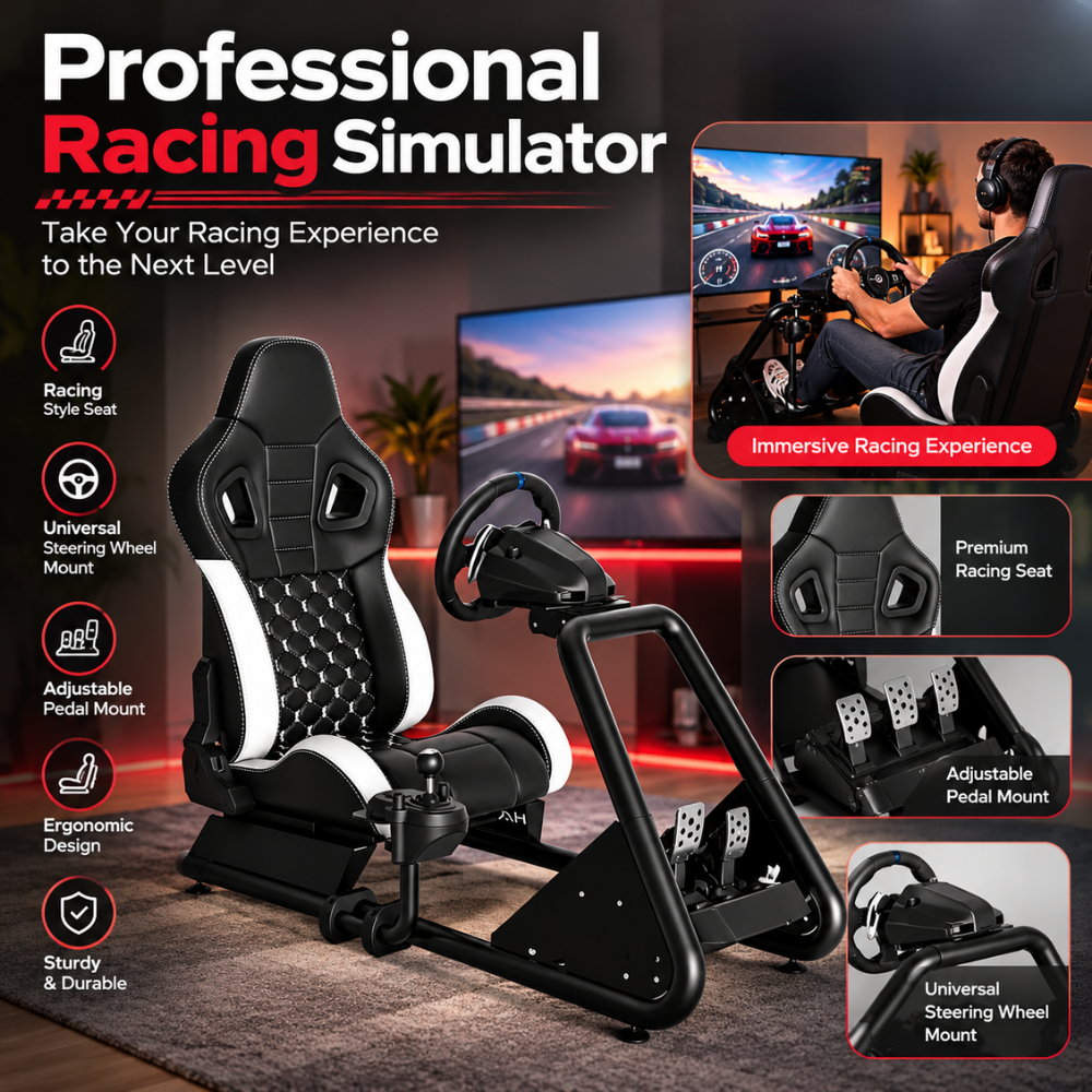 Black and White Racing Simulator Gaming Seat Frame