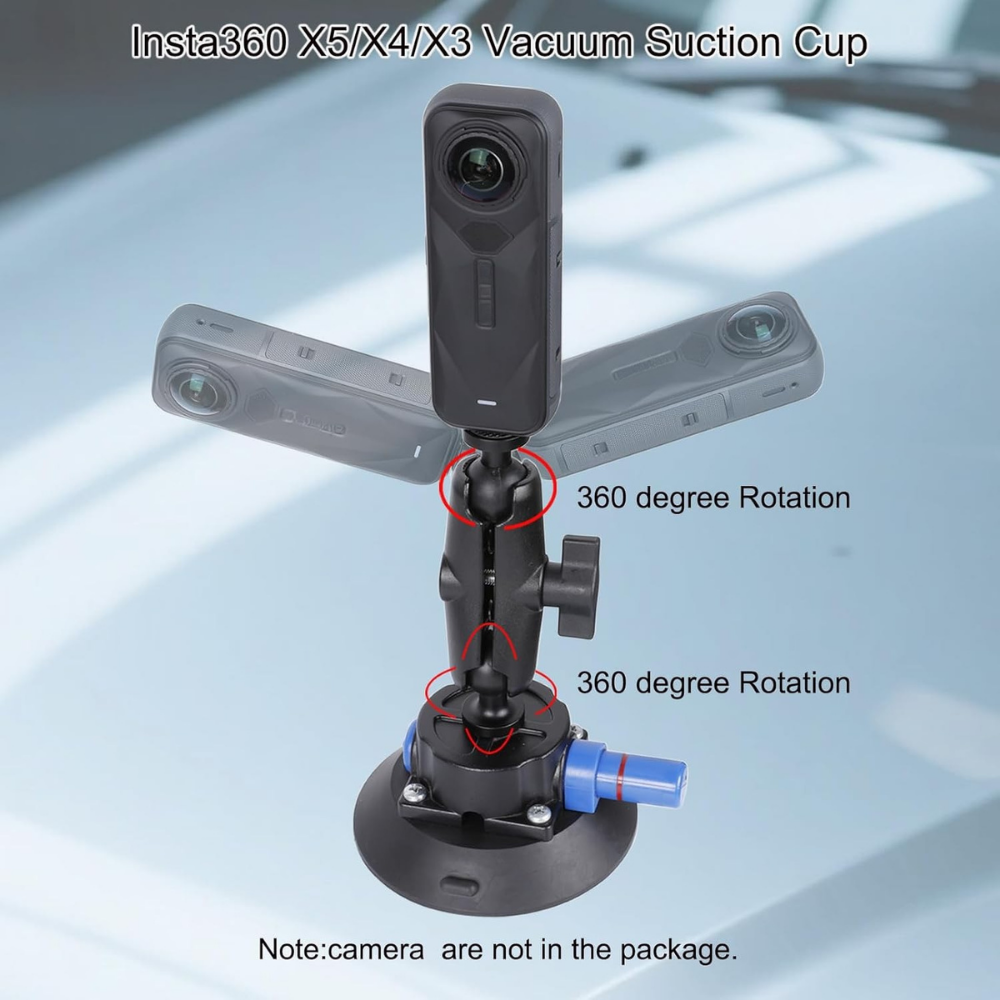 360 degree rotating suction mount for Insta360 and DJI cameras