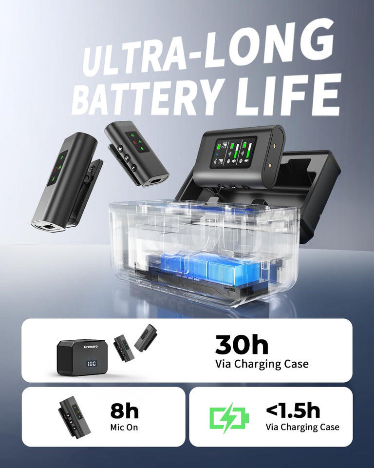 Plug and play wireless microphone with 100m range for cameras