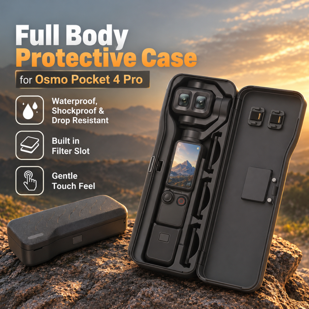 Hard Shell Storage Case for DJI Osmo Pocket 4 Pro with filter slots