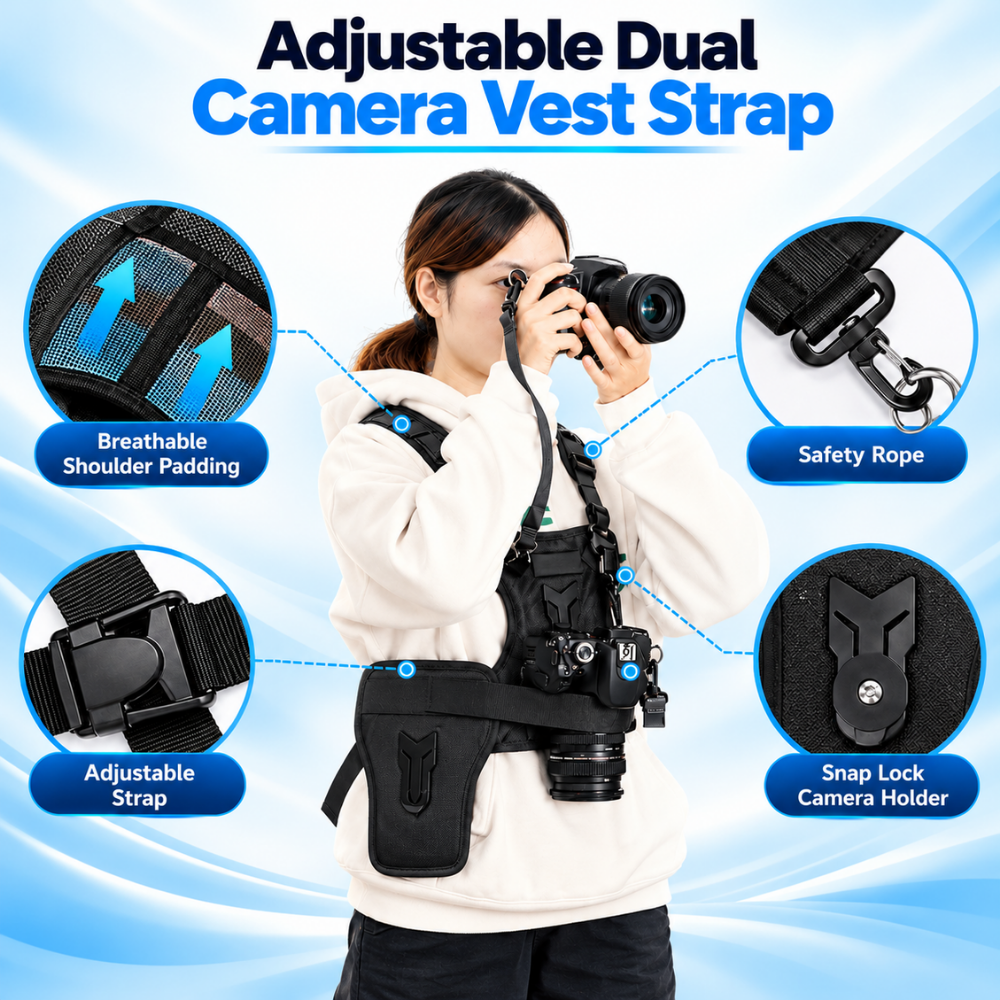 Adjustable Dual Camera Chest Harness for Photographers