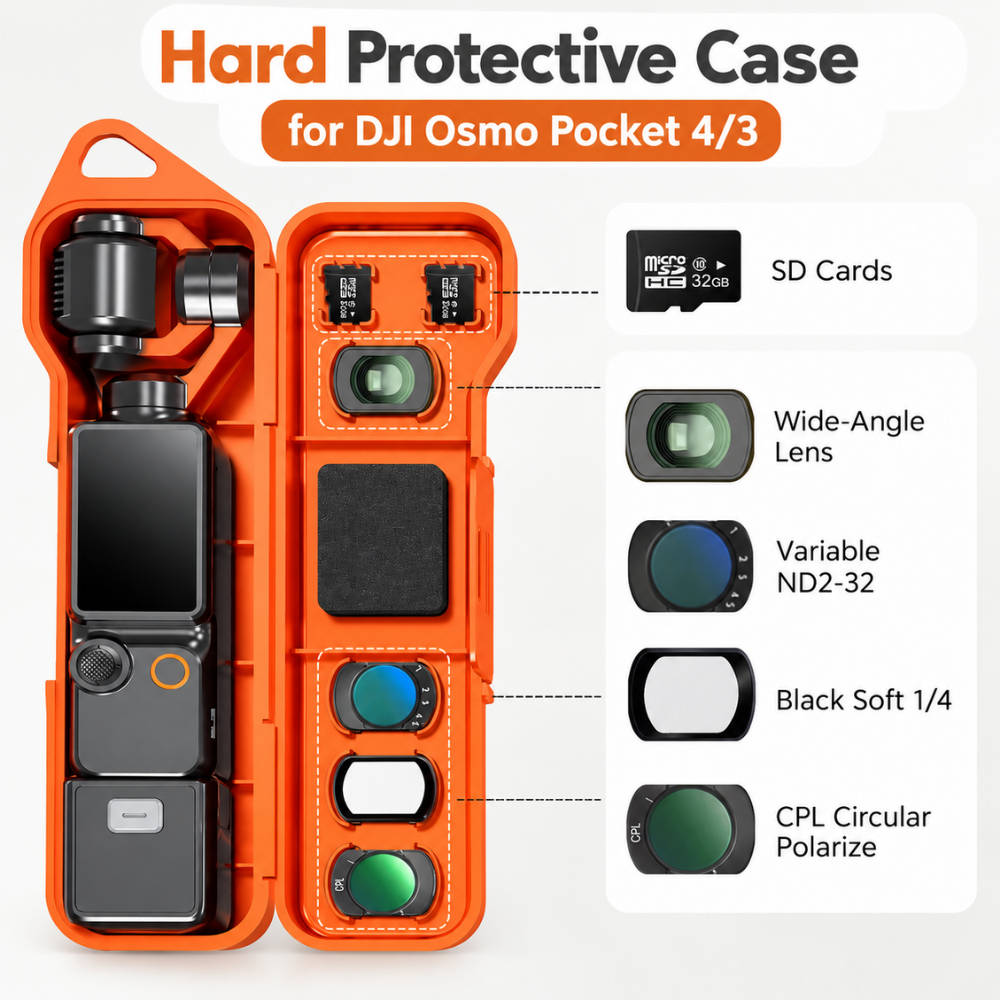 Hard protective case for DJI Osmo Pocket 4 and Pocket 3