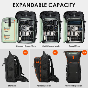 Professional photography hiking backpack for travel and outdoor shoots