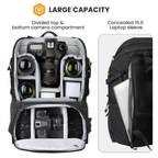 TARION camera backpack with waterproof rain cover for travel