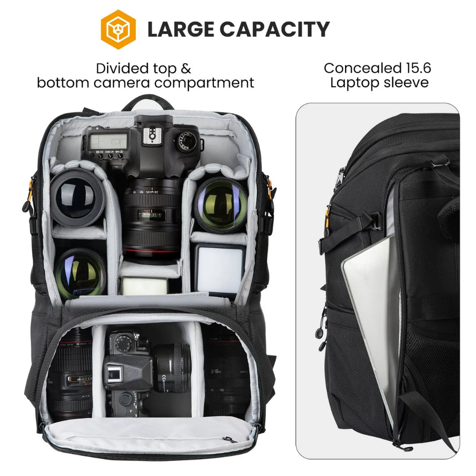 TARION camera backpack with waterproof rain cover for travel