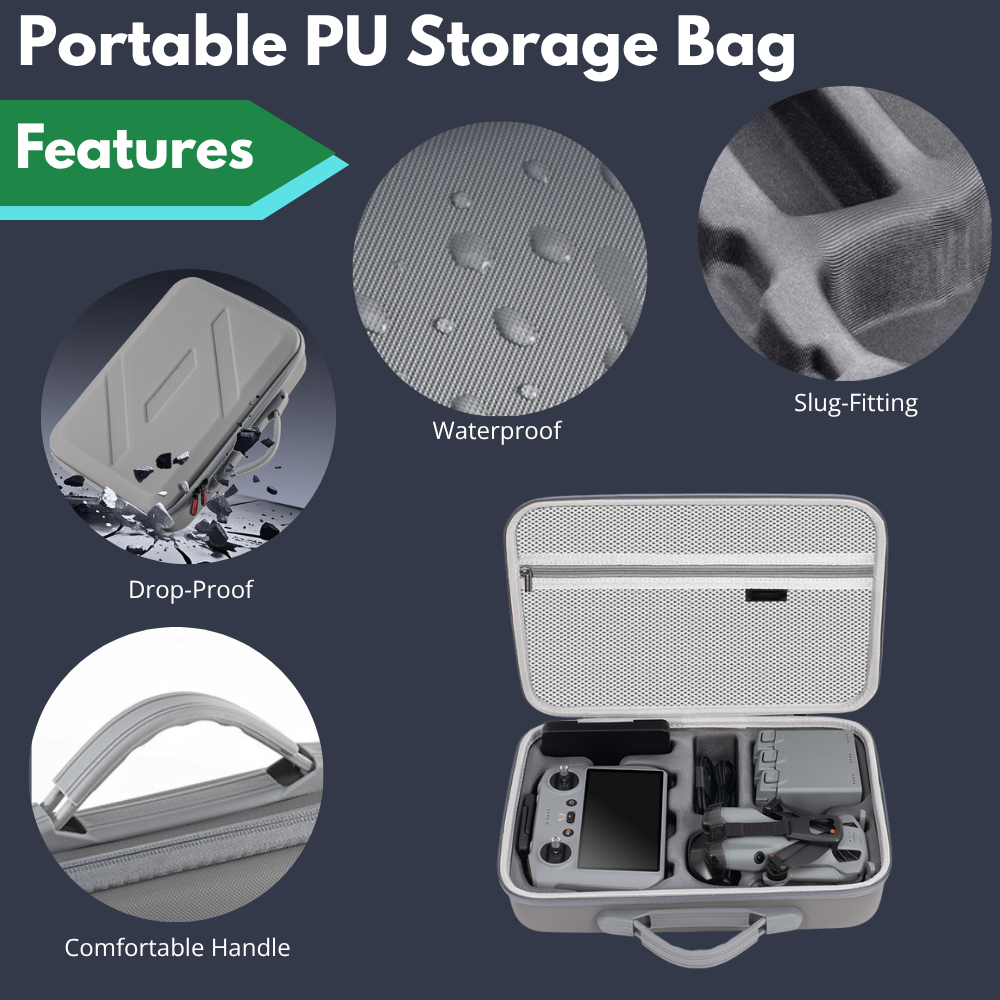 Hard shell travel bag for DJI Mini 5 Pro with shoulder strap