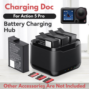 Triple battery charging hub for D JI Osmo Action 5 Pro