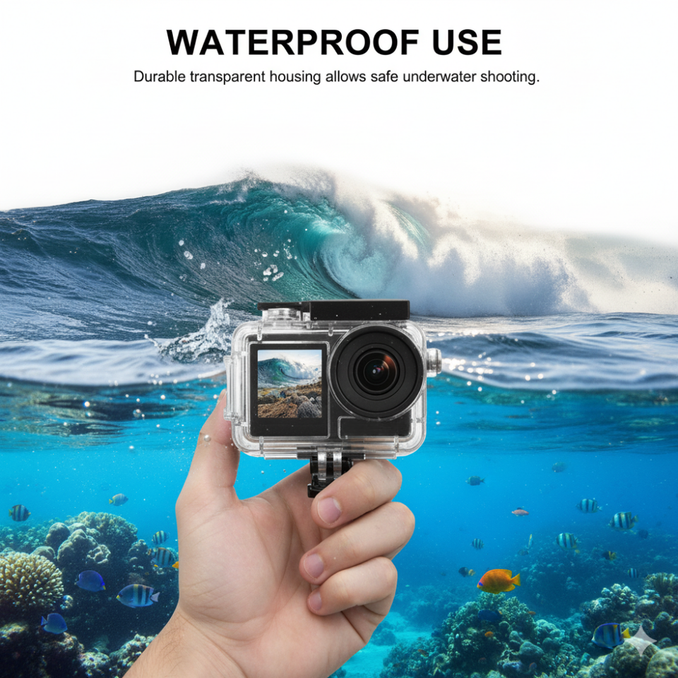 Waterproof housing case and lens cap for DJI Osmo Action 5 Pro