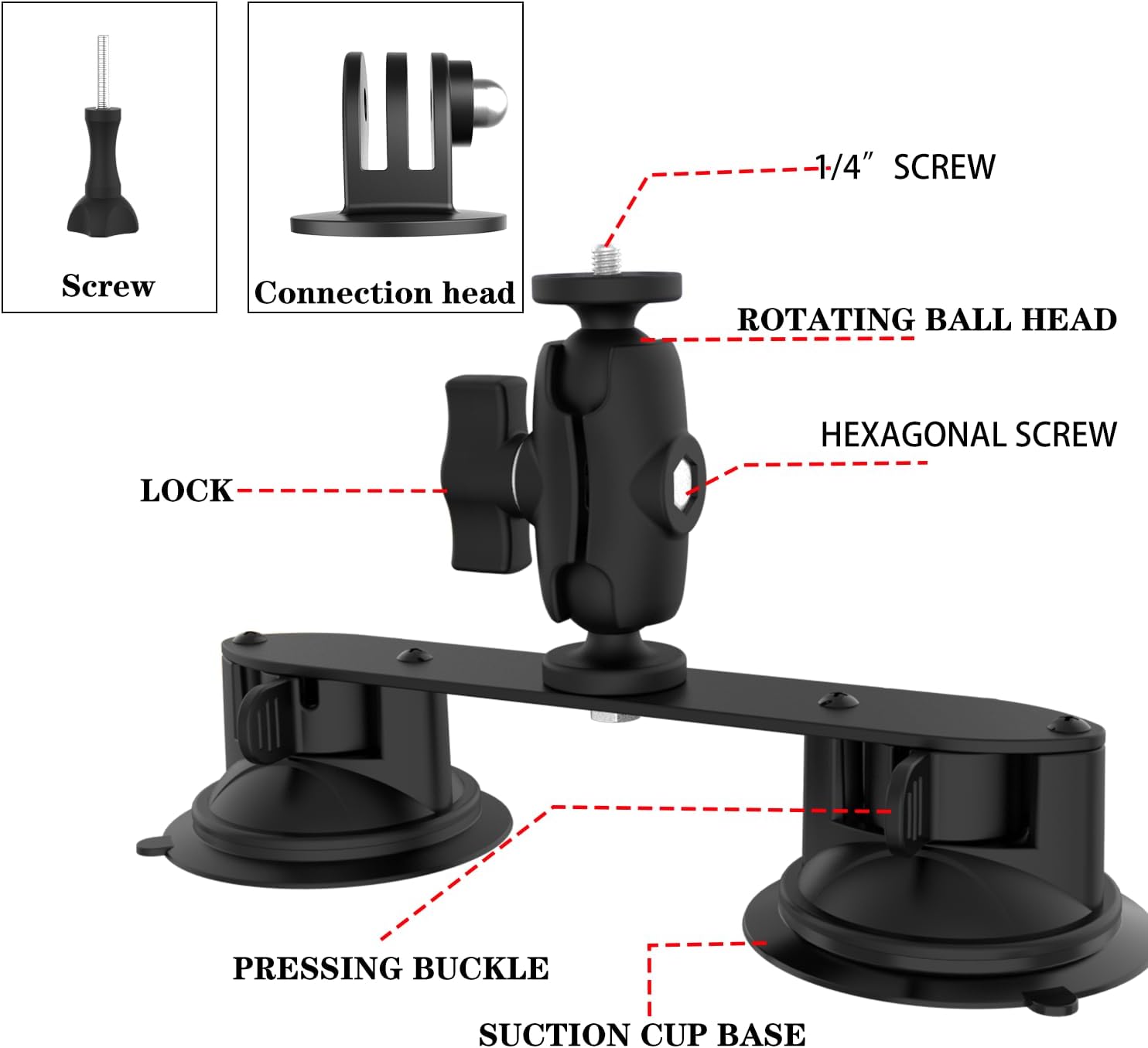 Dual suction cup camera mount