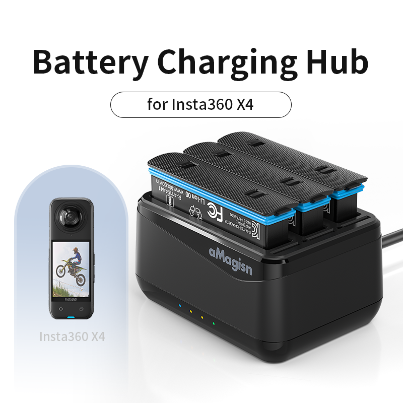 3 Slot Battery Charger for Insta360 X4 Camera Charging Dock