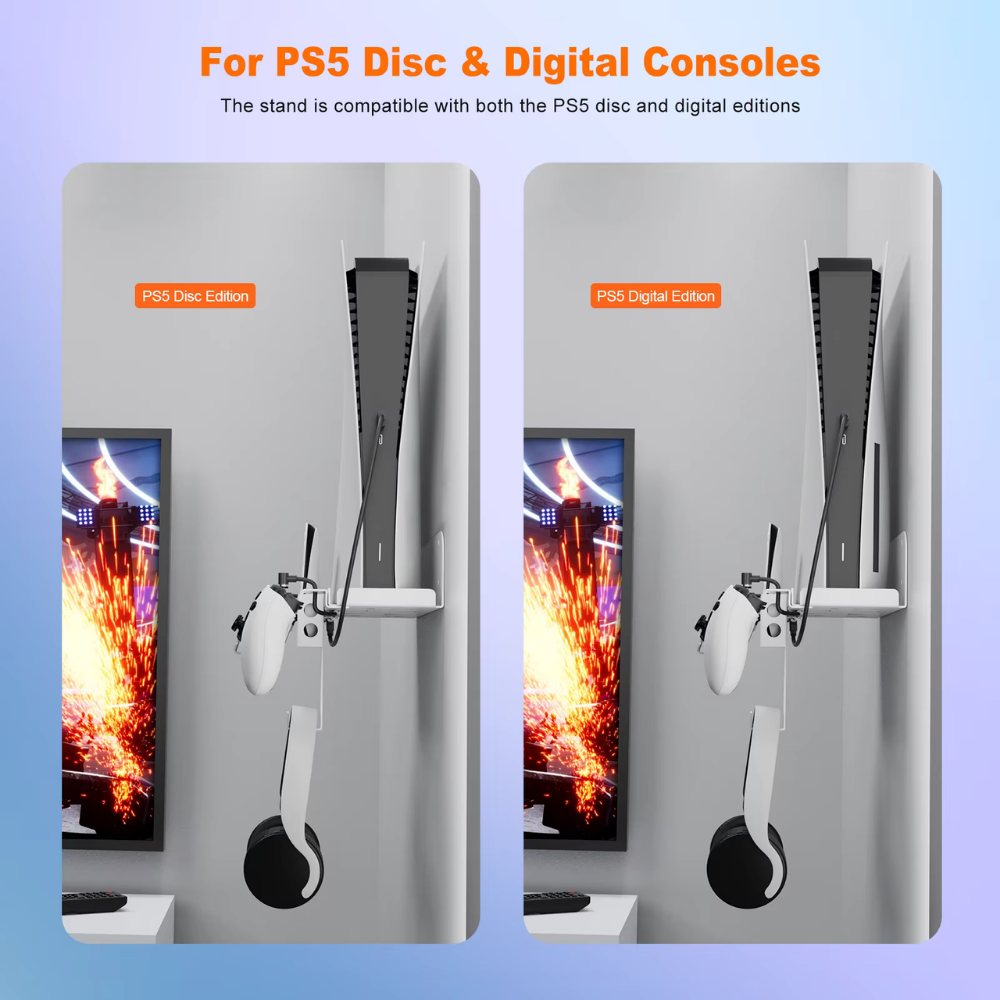 Wall mount storage stand for PS5 digital edition