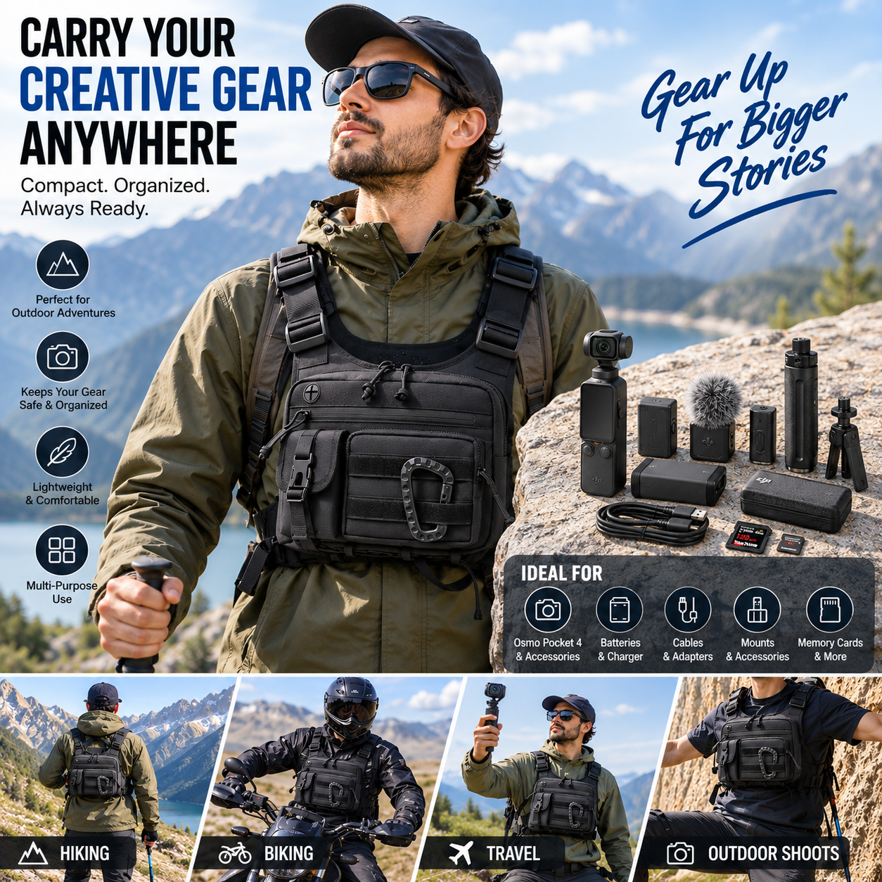 Tactical Chest Bag | Multi Pocket Adjustable Vest Rig