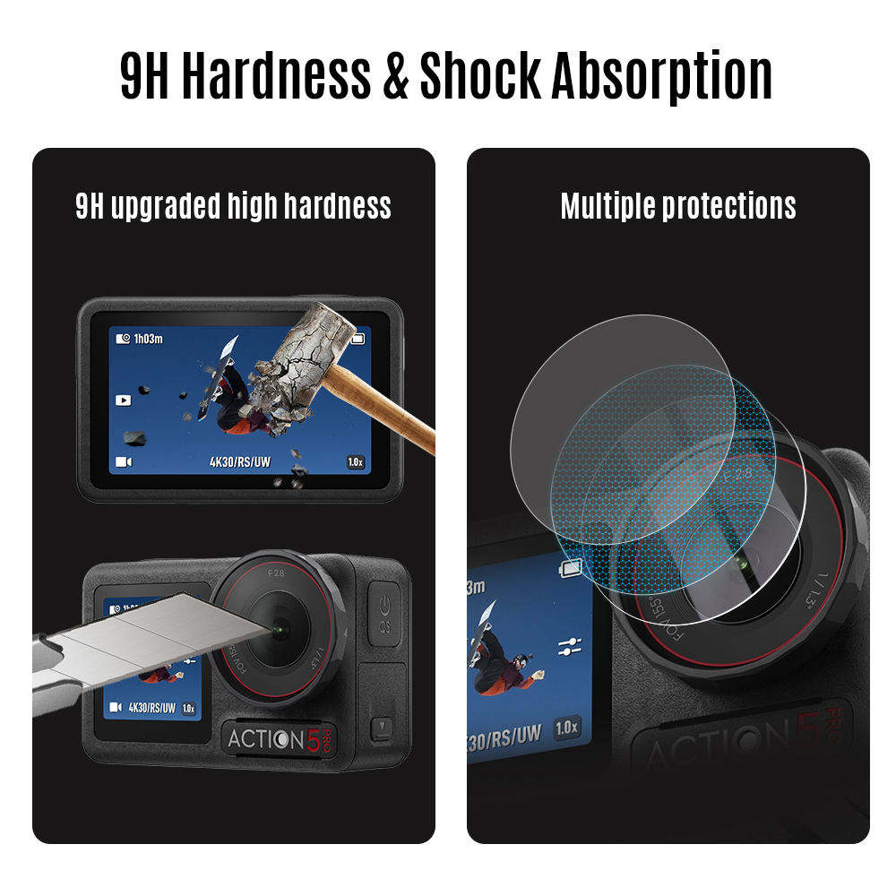 Tempered glass lens protector compatible with DJI Osmo Action 5 Pro