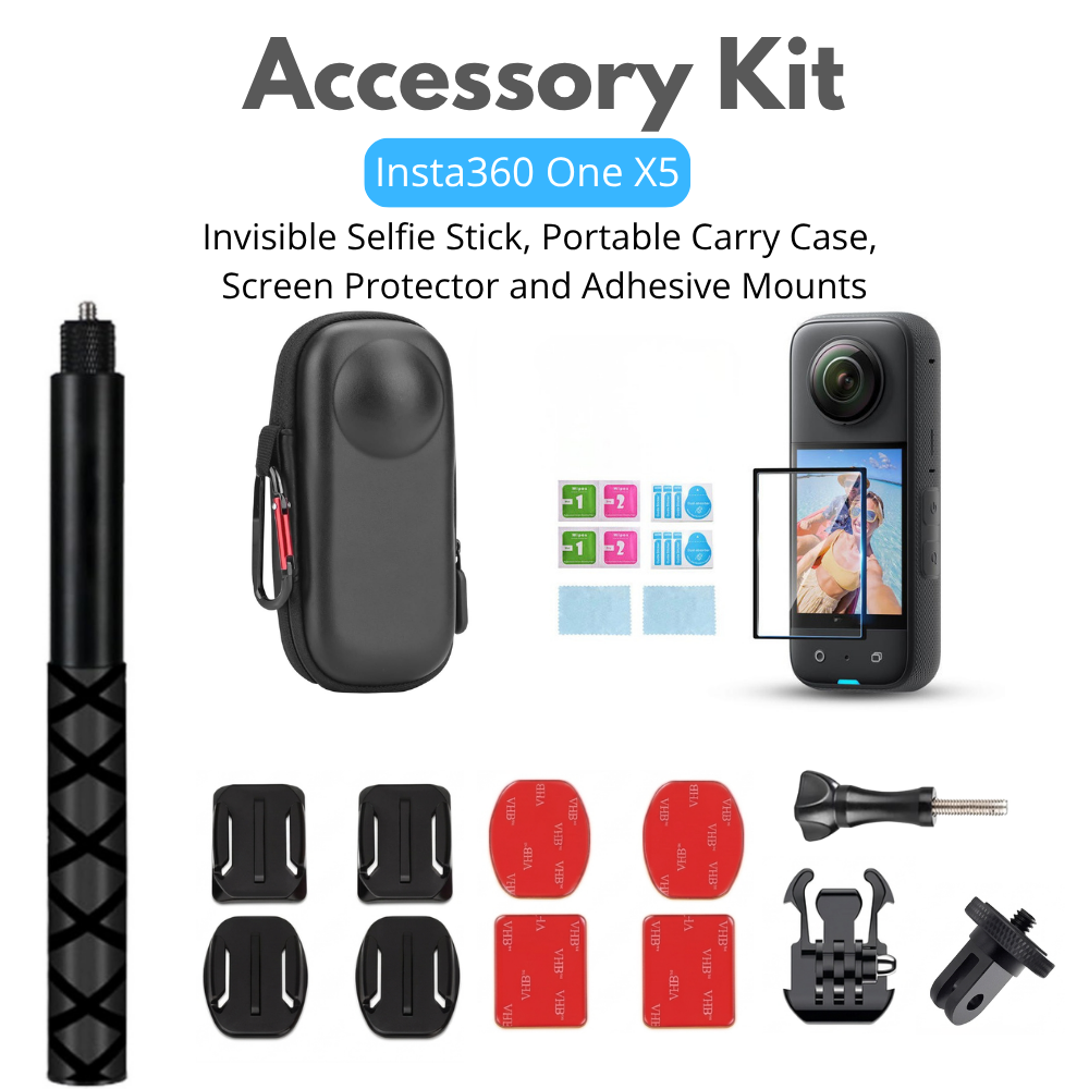 Complete accessory bundle compatible with Insta360 One X5 camera