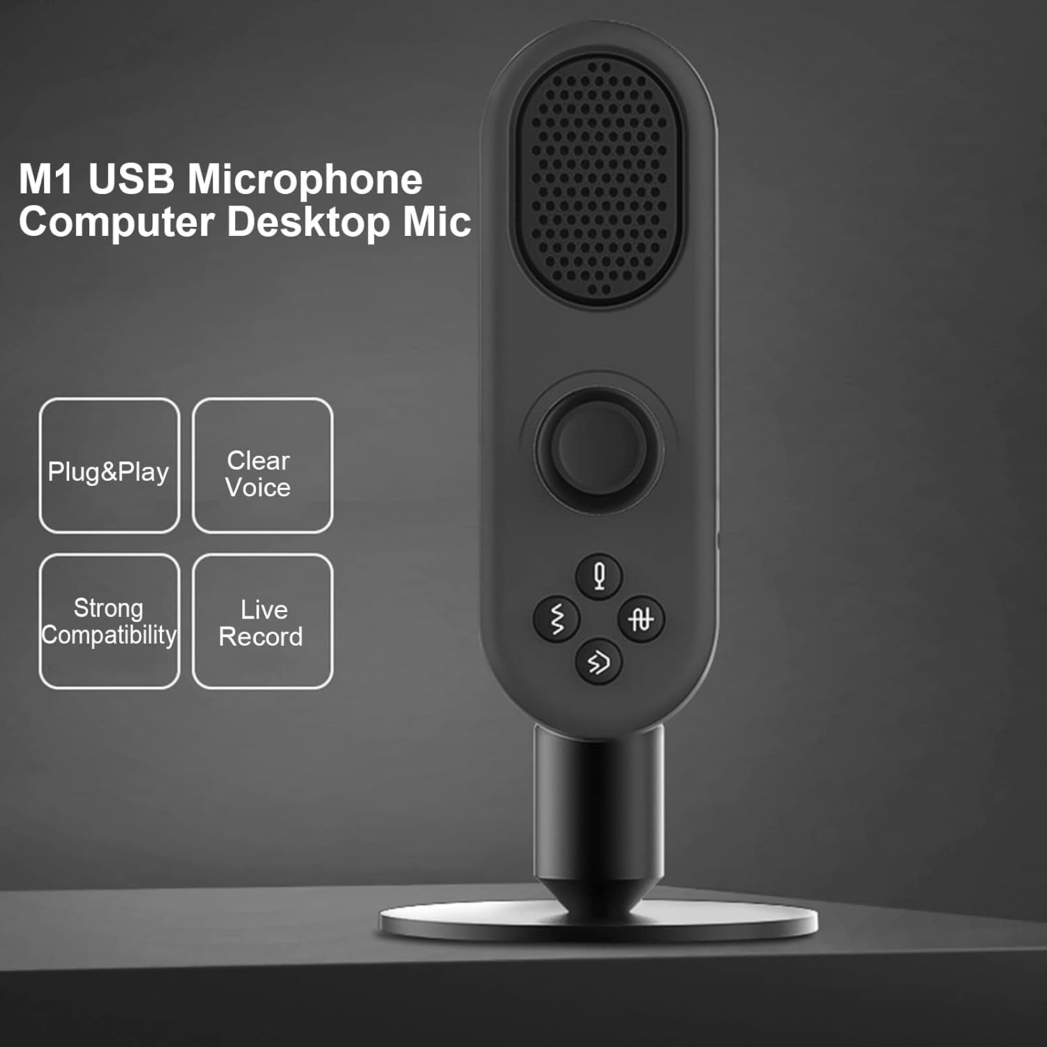 Plug and play Type-C microphone with 360 degree sound pickup