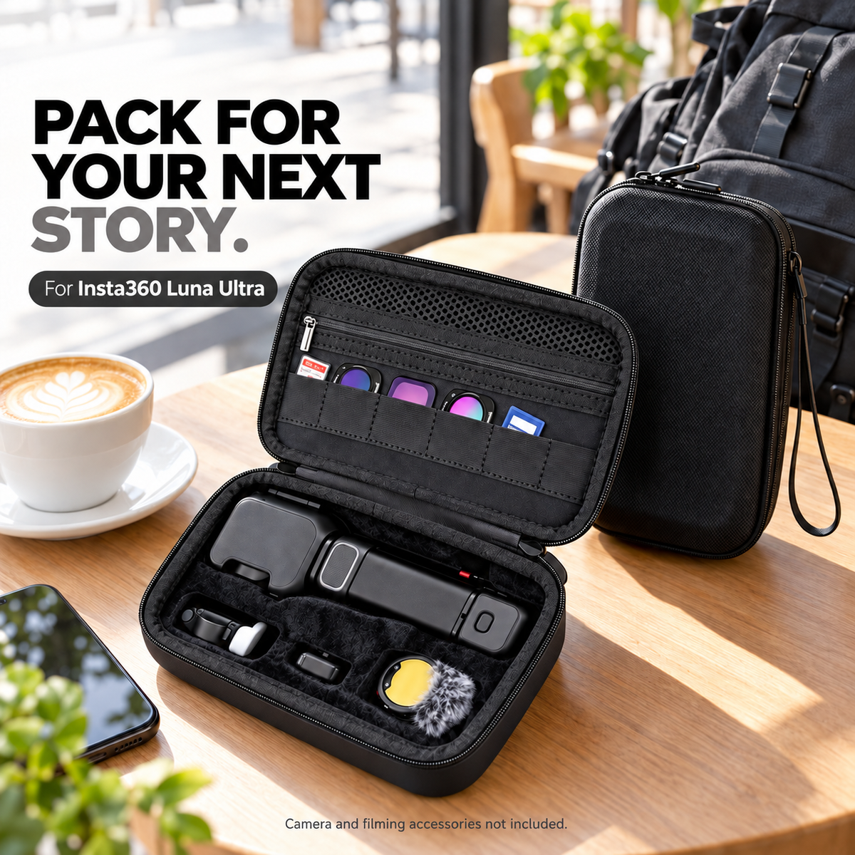 Yantralay Hard Shell Carrying Case with Mesh Pocket for Insta 360 Luna Ultra
