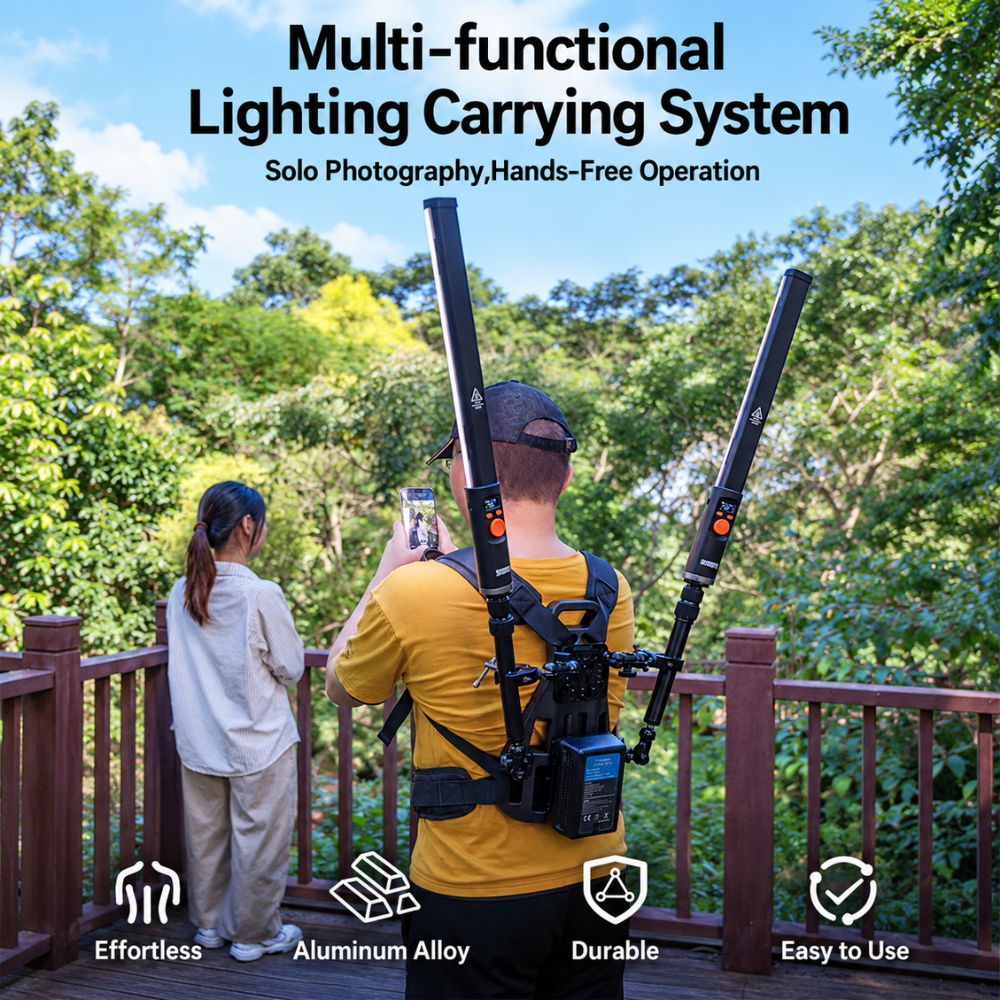 Wearable Photography Back Frame with Adjustable Light Arms