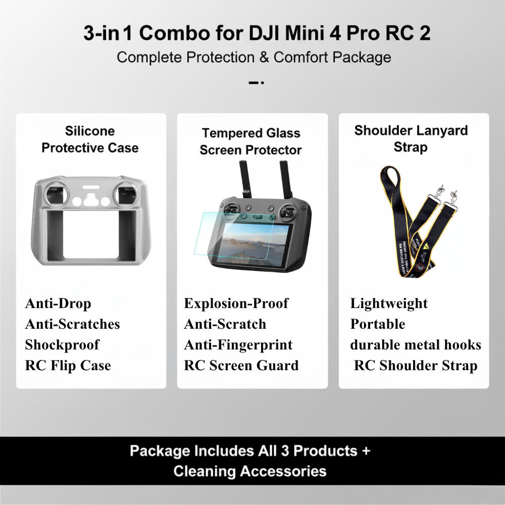D JI Mini 4 Pro RC2 silicone protective case and screen guard