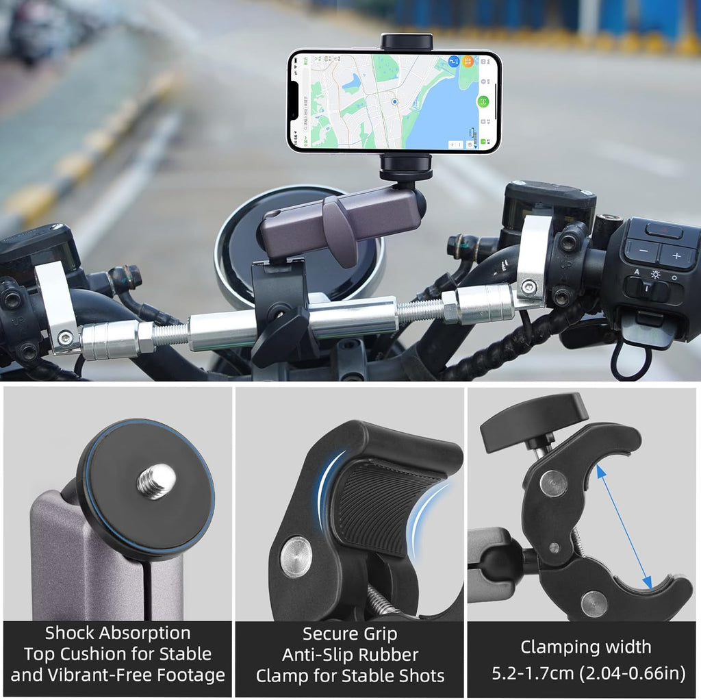 QWORK® Caera Bike Otorcycle Ount Handlebar Clap Ount 360° Rotation Copatible With GoPro