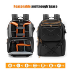 Dual-compartment DSLR backpack for photographers with 15.6-inch laptop sleeve