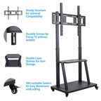 Heavy-duty steel TV trolley with tilt and swivel function