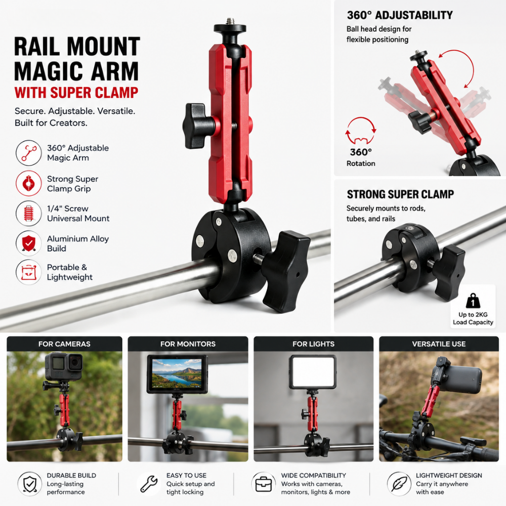 Motorcycle Handlebar Clamp Mount for DJI Pocket 4