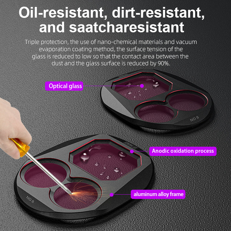 Multi-coated HD optical glass ND filters with aluminum frame