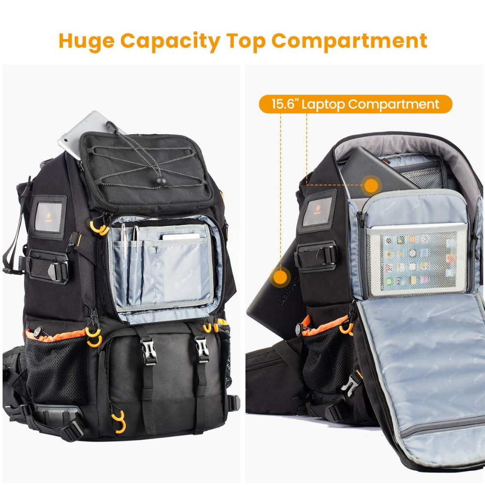 dual compartment camera bag for DSLR and mirrorless cameras