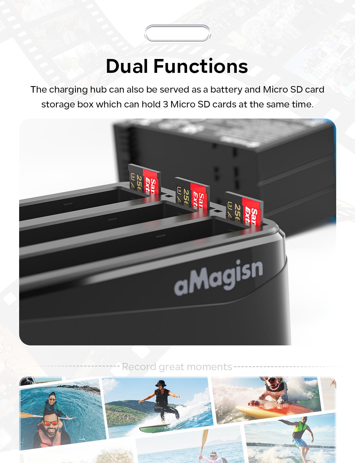 3 Slot Battery Charger for Insta360 X4 Camera Charging Dock