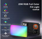 High brightness 25W RGB LED video light with built-in battery
